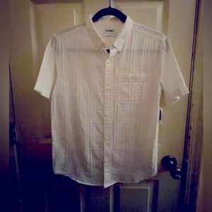 White Linen boys button down dress shirt size XL 14-16 Old Navy NWT
